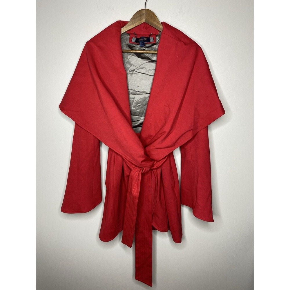 Seven 7 For All Mankind Coat Cape Dressy Lined Tie Jacket Red Size‎ Small